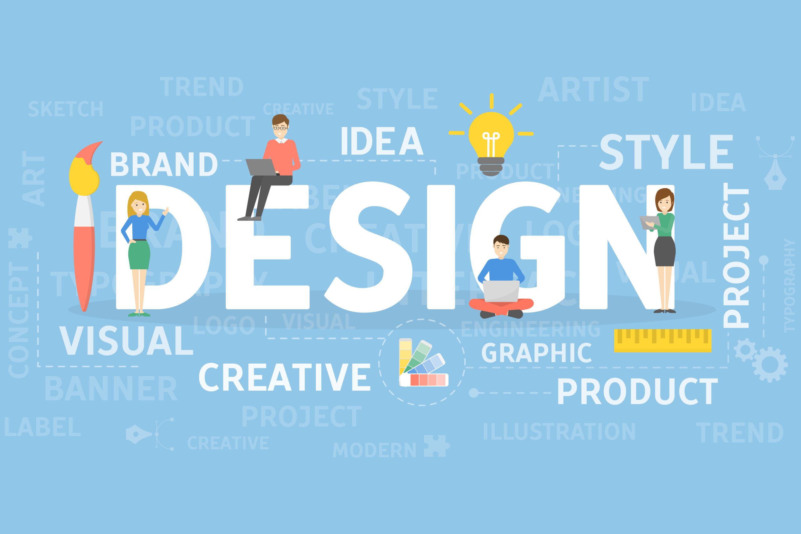 Design concept illustration. Idea and style, creativity and projects.